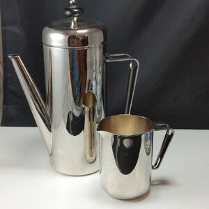 Vtg Art Deco Style Coffee Pot Server with Creamer Silver Plated (no sugar bowl)